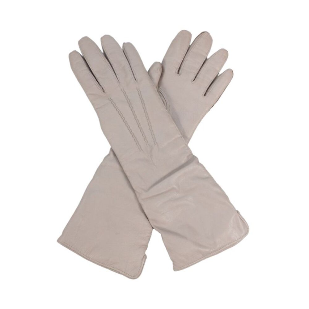 Barneys New York Womens Leather Driving Gloves Beige Size 6.5